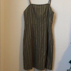 Tillys olive green dress white stripes